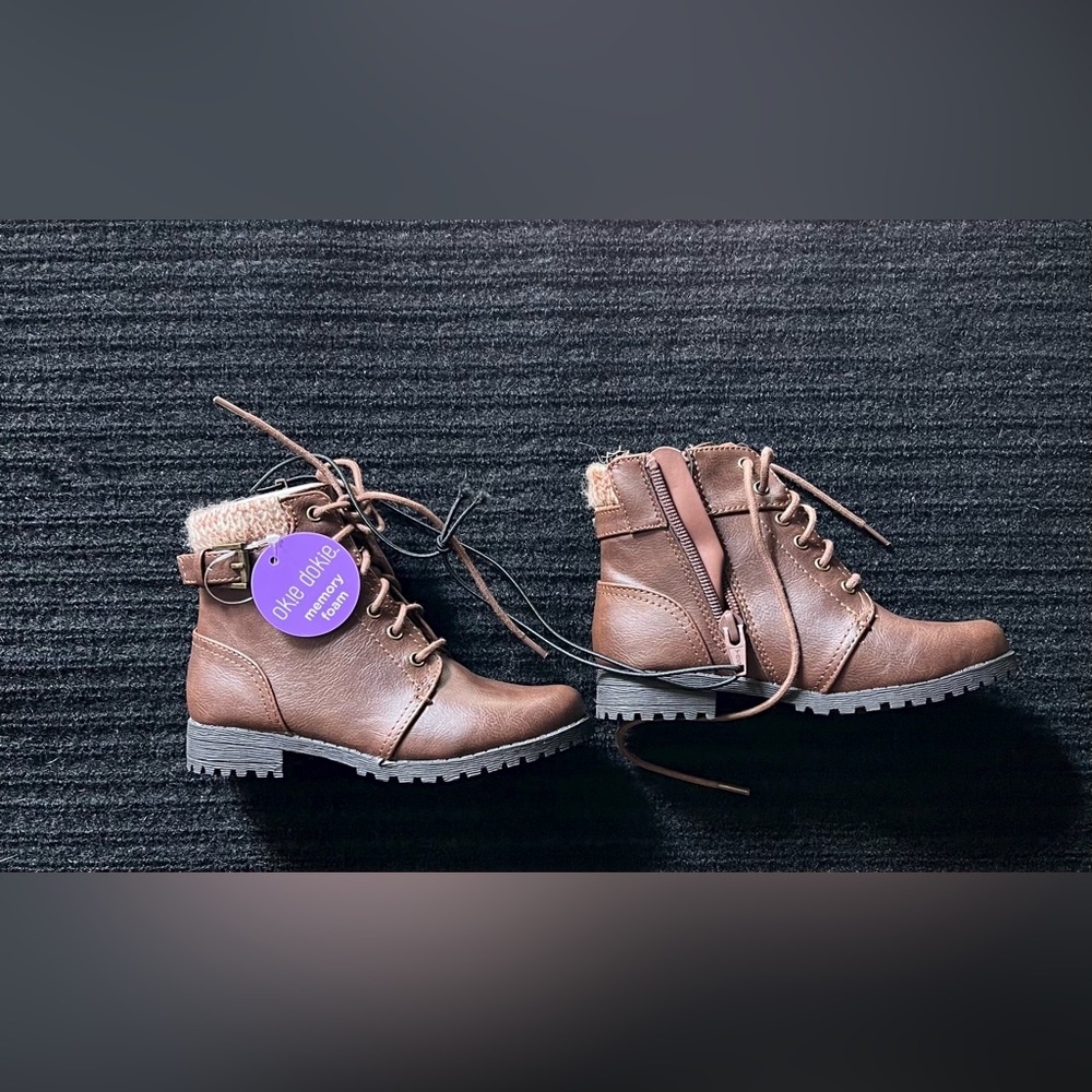 Brown toddler combat boots